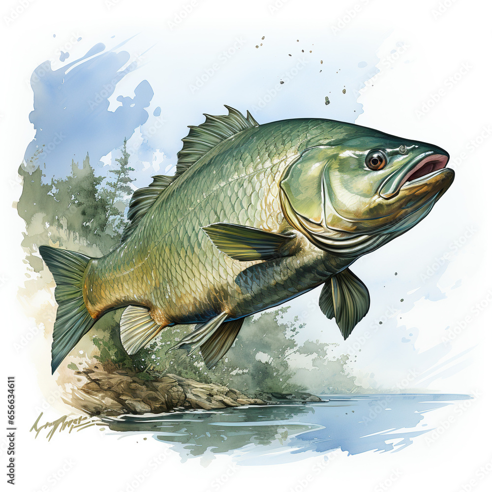 Fototapeta premium Trout Watercolor