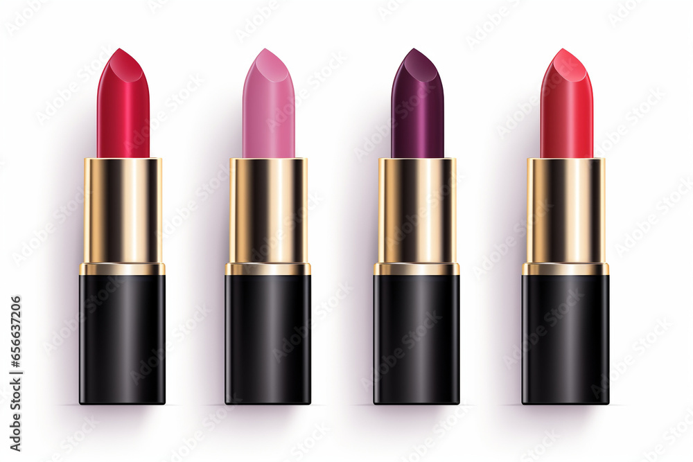 Set of lipstick on a white background. AI generated. Set of lipstick on a white background. AI generated.