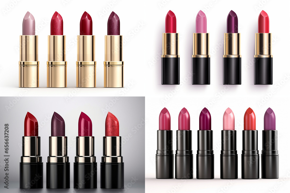 Set of lipstick on a white background. AI generated. Set of lipstick on a white background. AI generated.