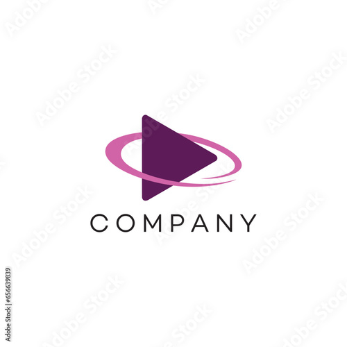 Media play blog youtuber recoding music audio film production business, logo, design, brand identity, flat logo, company, editable, vector