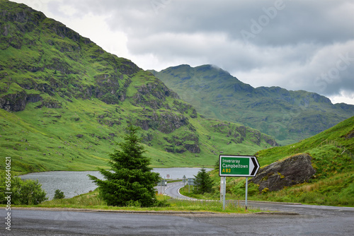 Road sign to Inveraray and Campbeltown A83, Scotland