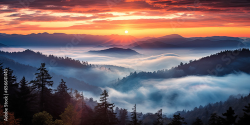 Great Smoky Mountains National Park Scenic Sunset Landscape vacation getaway destination