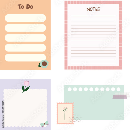 Colorful paper note collection. Cute Notepad Memo pad Stickers
