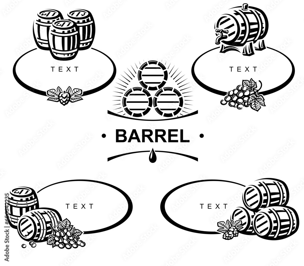Barrels collection set. Collection icon barrels. Vector
