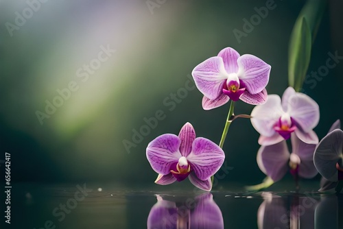 pink orchid on black background