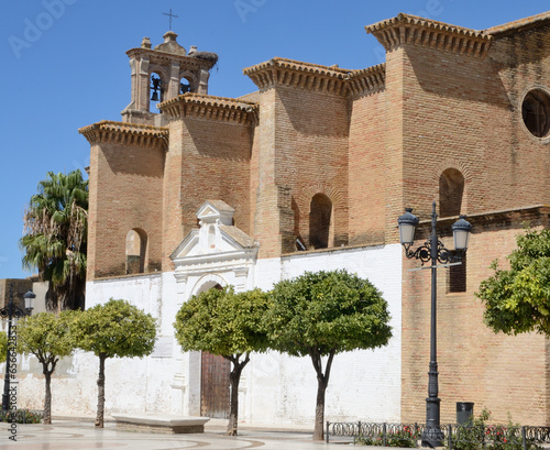 Historic brick Monastery in Moguer, Andalusia, Spain photo