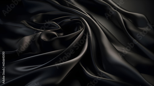 Abstract black satin background. 3d render, for product presentation, product display, banner background