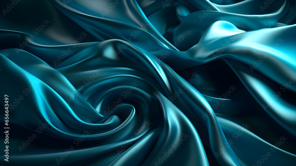 Fototapeta premium Abstract blue satin background. 3d render, for product presentation, product display, banner background