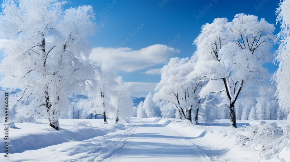 Obraz premium winter landscape with blue sky