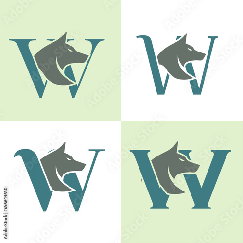 Initials Logo Design Alphabet Letter W I Wolf Logo Design Concept