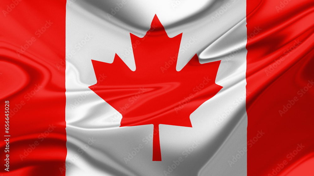 3d illustration of waving canadian flag, noise grain texture 3d illustration of waving canadian flag, noise grain texture