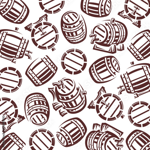 Barrels pattern  background set. Collection icon barrel. Vector