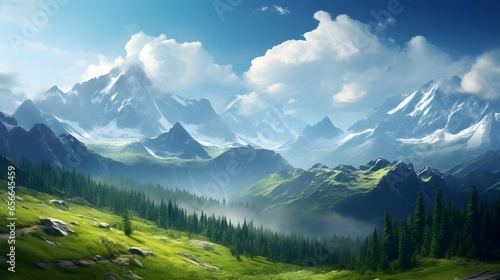 Panoramic view of the mountain range. Panoramic view of the mountains.