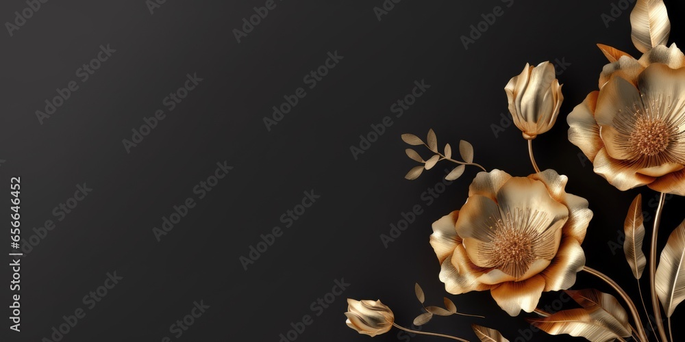 Beautiful abstract black and gold luxury floral design background. beautiful Generative AI AIG32