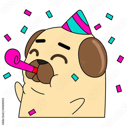 Perro celebrando cumplea√±os muy feliz photo