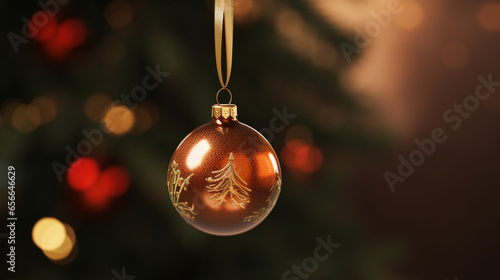 Boule de Noël, décoration pour sapin de Noël. Ambiance hivernale, fête de Noël, célébration. Pour conception et création graphique.