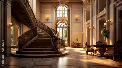 Luxury interior of the royal palace. 3d render.
