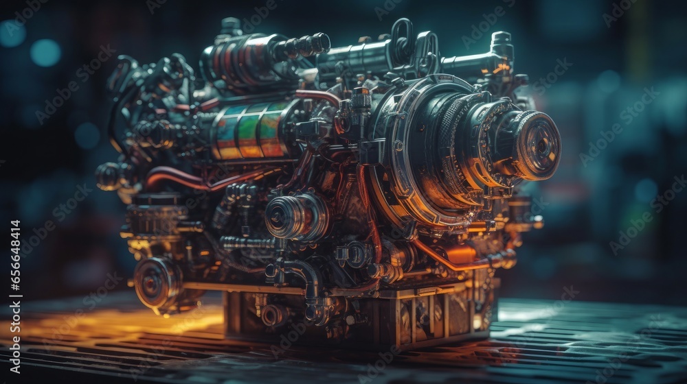 Fototapeta premium Vintage Steam Engine: Mechanical Marvel Transforming Transportation History, generative AI