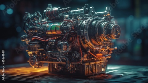 Vintage Steam Engine: Mechanical Marvel Transforming Transportation History, generative AI