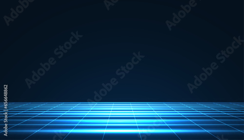 Retro cyberpunk style background. Sci-Fi background. Neon light grid landscapes. 80s, 90s