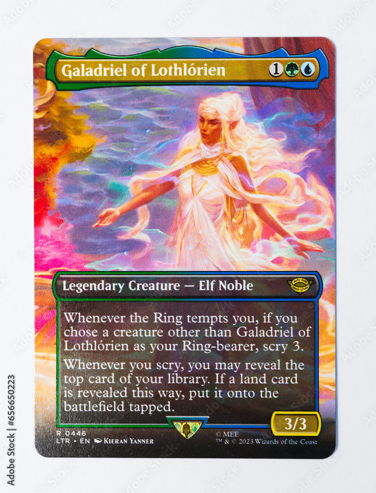 Hamburg, Germany 06092023 photo of the English magic the gathering card Galadriel of