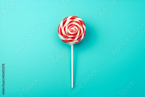 Colorful lollipop on a blue background