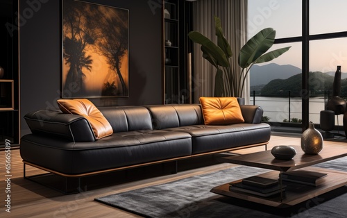 Modern interior with black ...
