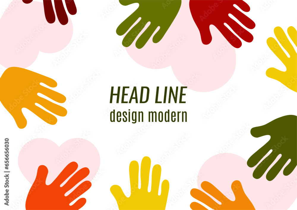 custom made wallpaper toronto digitalAbstract background with different palms. The concept of friendship, mutual assistance, together. Vector