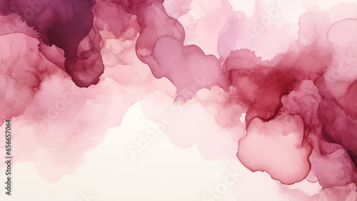 Watercolor burgundy abstract background. Watercolour maroon splash texture. Vector watercolour pattern.