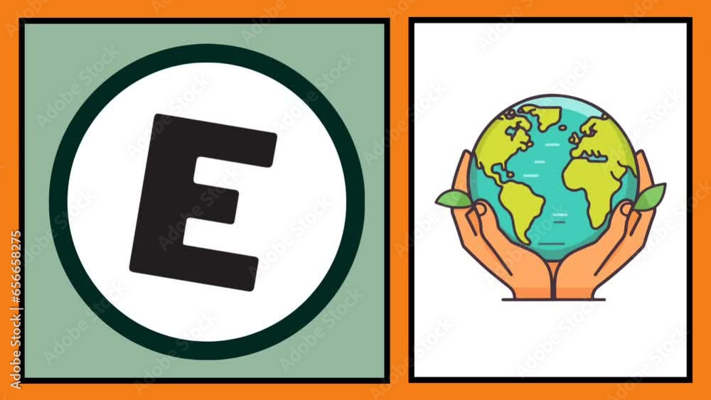 Letter E. Alphabet learning for kids animated alphabet children cartoon