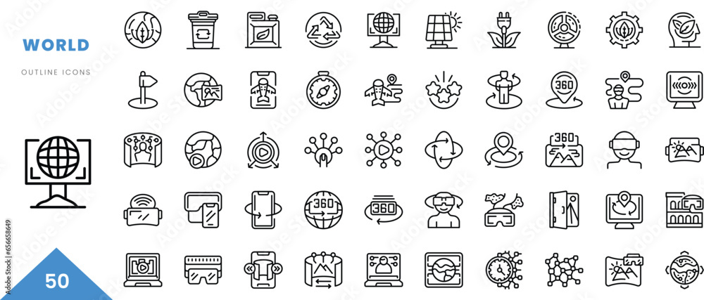 world outline icon collection. Minimal linear icon pack. Vector illustration