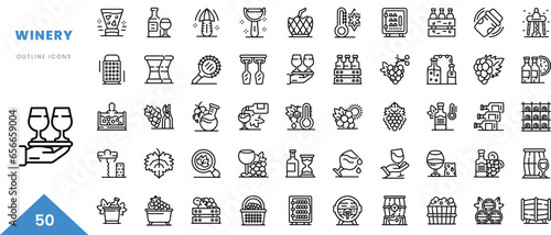 winery outline icon collection. Minimal linear icon pack. Vector illustration photo