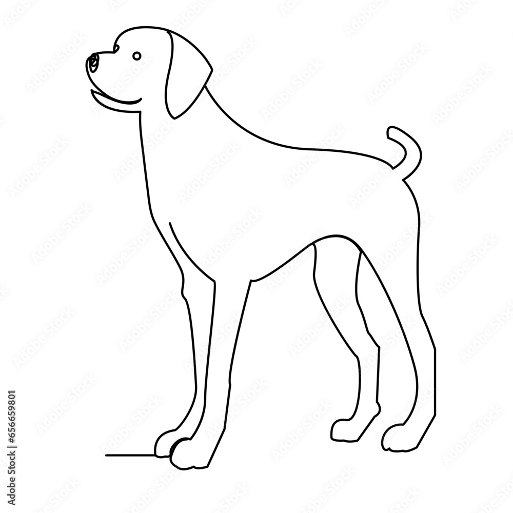 Continuous one line dog pet outline vector art drawing Continuous one line dog pet outline vector art drawing