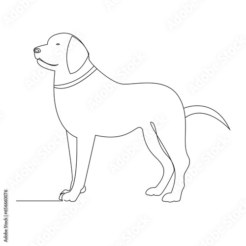 Continuous one line dog pet outline vector art drawing