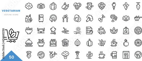vegetarian outline icon collection. Minimal linear icon pack. Vector illustration