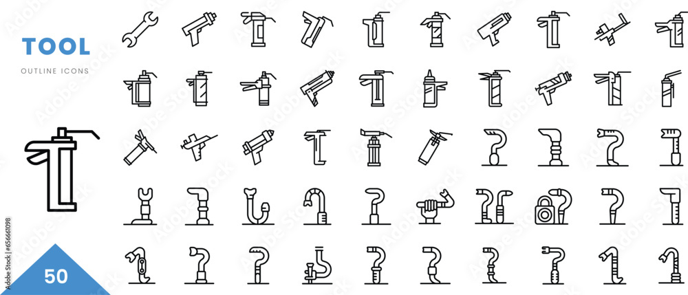 tool outline icon collection. Minimal linear icon pack. Vector illustration