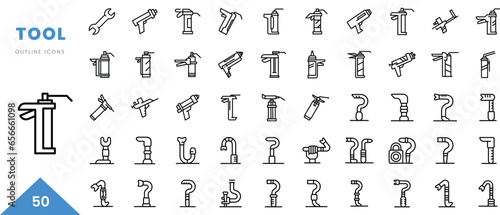 tool outline icon collection. Minimal linear icon pack. Vector illustration