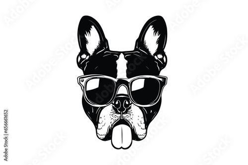 Sunglass Swagger: A Boston Terrier Wearing Sunglasses in a Vector Illustration