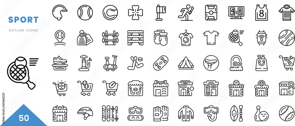 sport outline icon collection. Minimal linear icon pack. Vector illustration