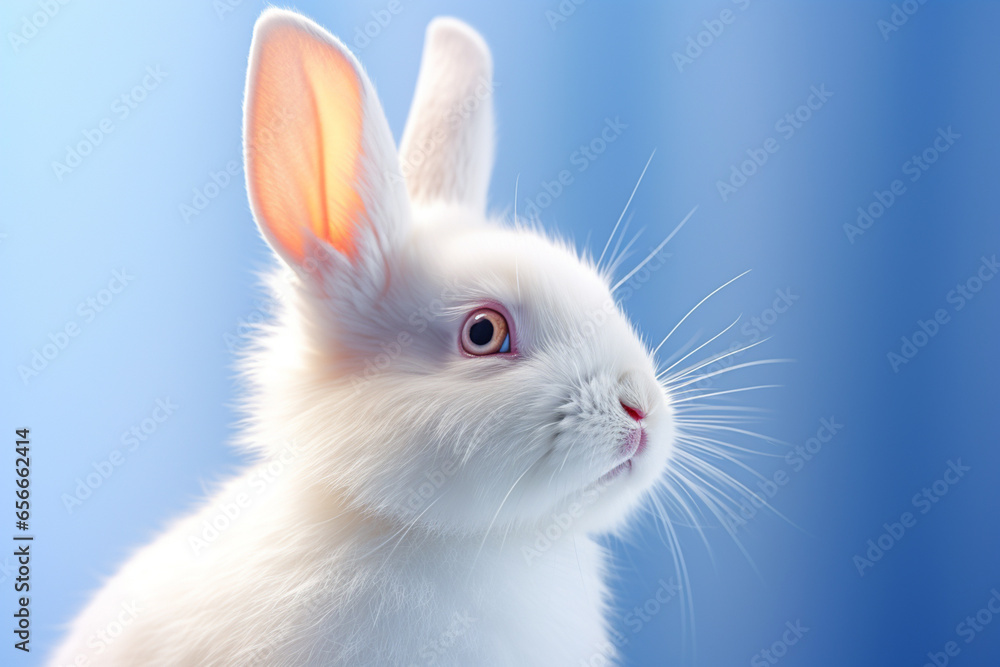 Fluffy White Rabbit Portrait: Pure Cuteness and Pet Love. Animal Companionship and Easter Celebrations concept Fluffy White Rabbit Portrait: Pure Cuteness and Pet Love. Animal Companionship and Easter Celebrations concept
