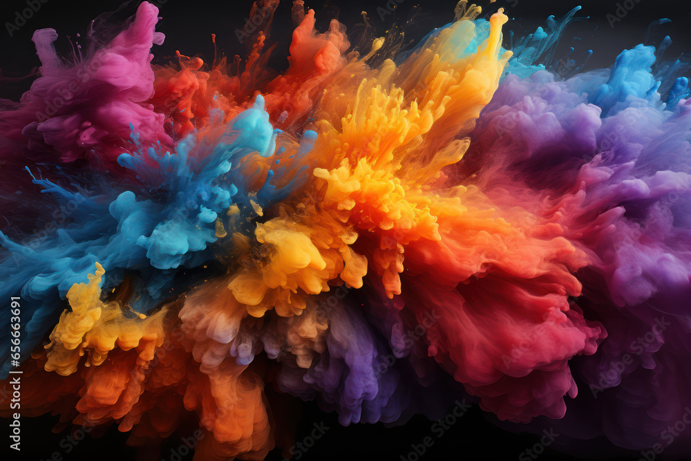 Obraz premium A painter's canvas filled with vibrant, abstract colors that evoke emotion and imagination. Concept of abstract art. Generative Ai.