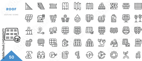 roof outline icon collection. Minimal linear icon pack. Vector illustration