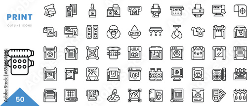 print outline icon collection. Minimal linear icon pack. Vector illustration photo
