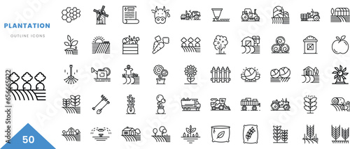 plantation outline icon collection. Minimal linear icon pack. Vector illustration