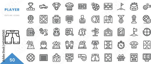 player outline icon collection. Minimal linear icon pack. Vector illustration