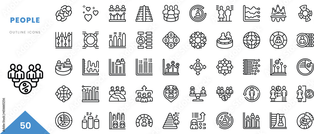 people outline icon collection. Minimal linear icon pack. Vector illustration
