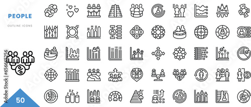 people outline icon collection. Minimal linear icon pack. Vector illustration