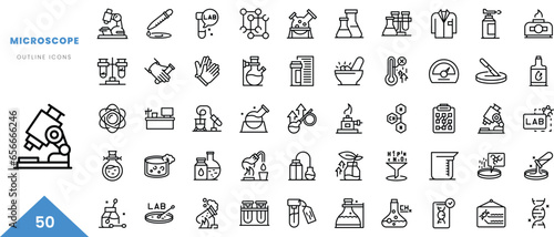 microscope outline icon collection. Minimal linear icon pack. Vector illustration