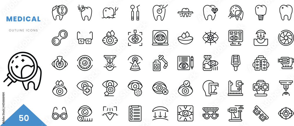 medical outline icon collection. Minimal linear icon pack. Vector illustration