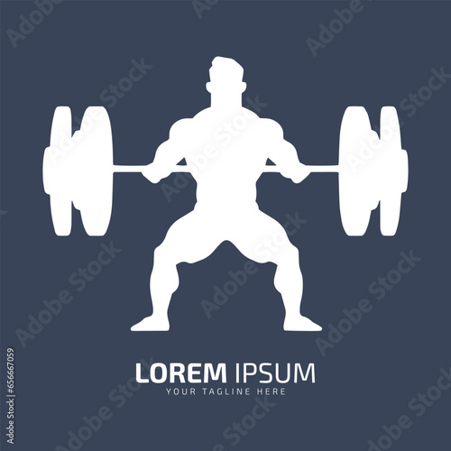 Minimal and abstract logo of gym vector man icon fitness silhouette isolated template design gym club